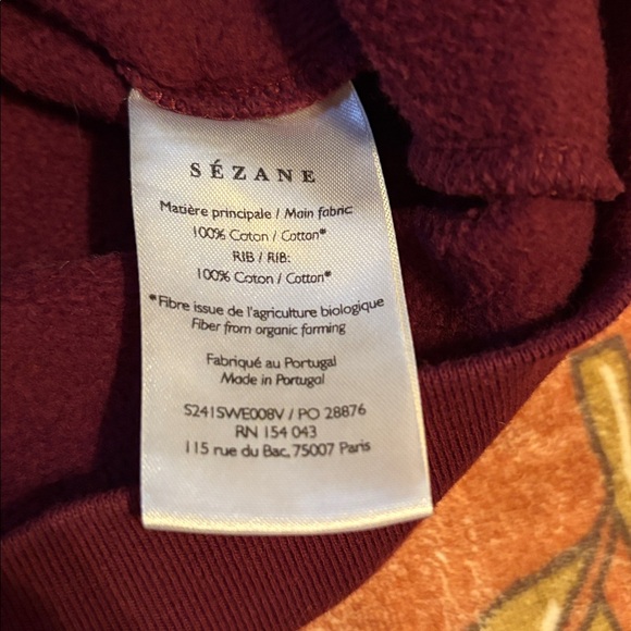 Sezane Medium Burgundy Heart Sweatshirt - Picture 7 of 8